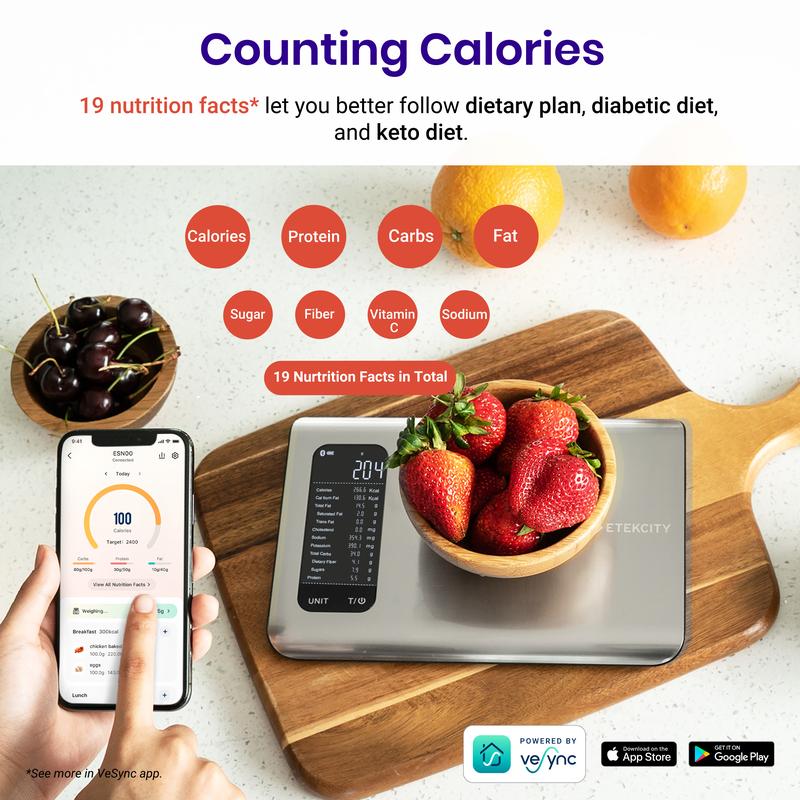 AI Smart Food Scale | 19 Nutrient Facts Auto Scan