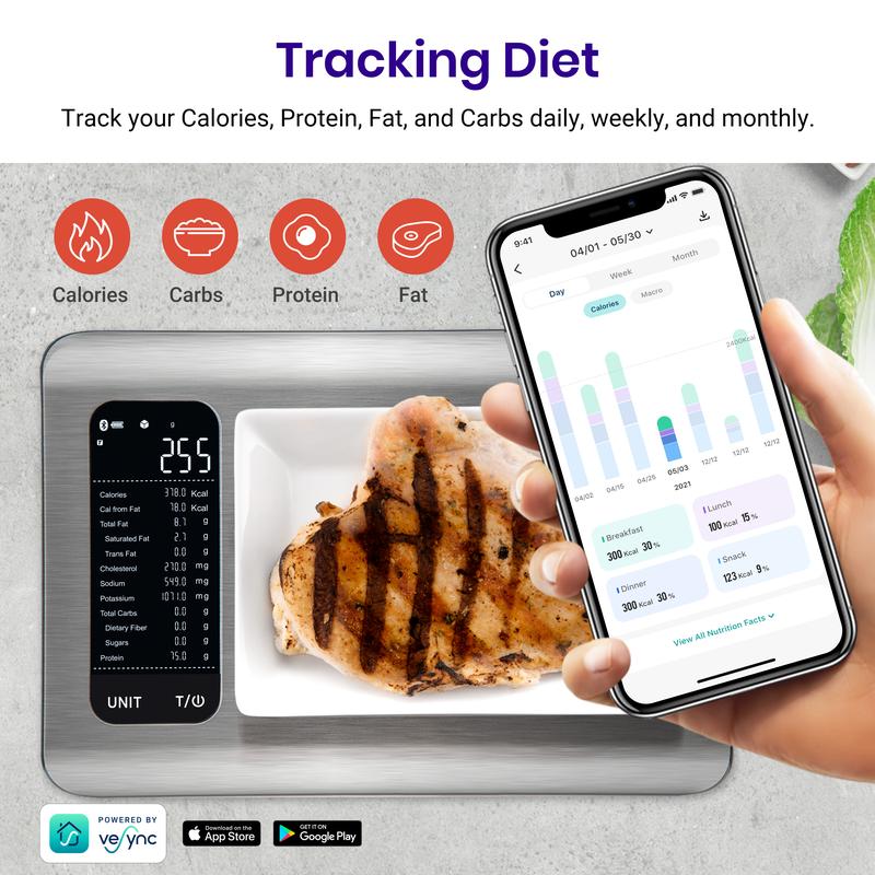 AI Smart Food Scale | 19 Nutrient Facts Auto Scan