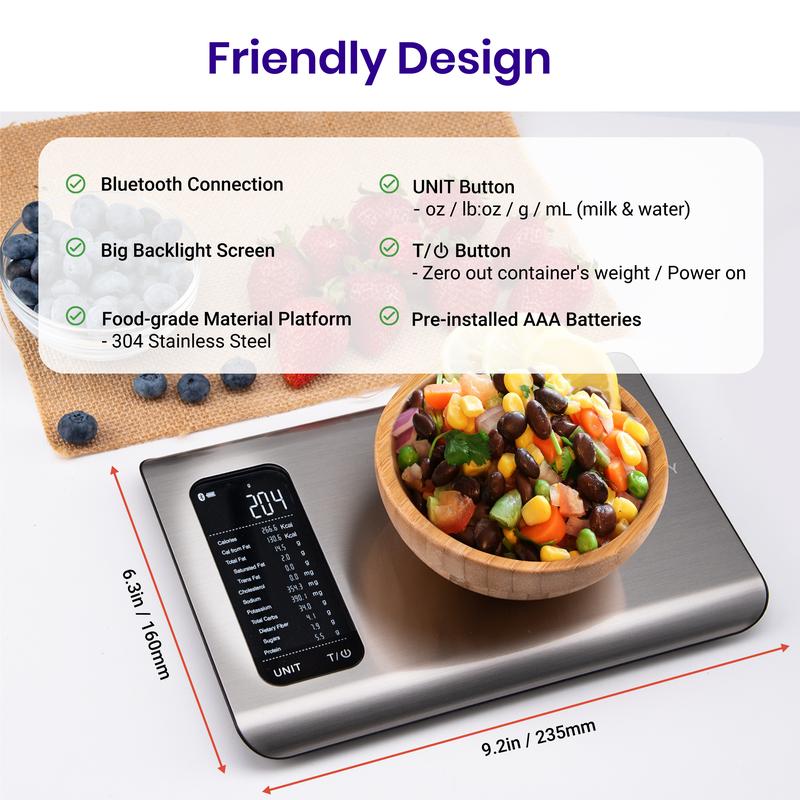 AI Smart Food Scale | 19 Nutrient Facts Auto Scan